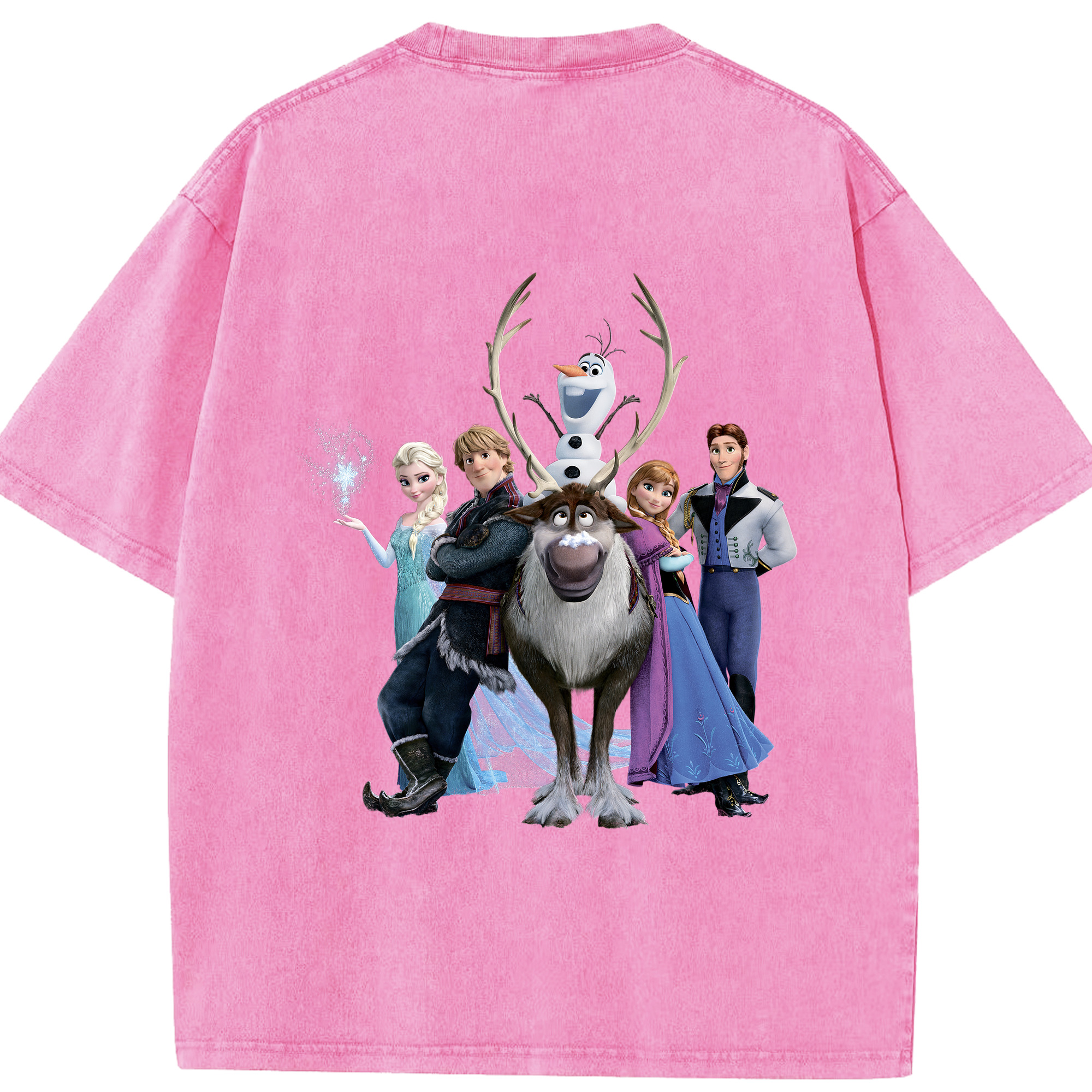 （画像用） アナと雪の女王 アンナ エルサ Frozen Anna Elsa 綿100% ヴィンテージ風 半袖Tシャツ（背面プリント）